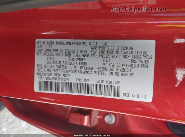 7MMVAADWXSN110521 2025 MAZDA CX-50 HYBRID Red Widok komory silnika