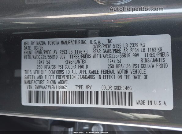 7MMVAAEW1SN118862 2025 MAZDA CX-50 HYBRID Gray ძრავის განყოფილების ხედი