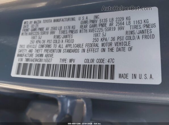 7MMVAAEW4SN116507 2025 MAZDA CX-50 HYBRID Gray ძრავის განყოფილების ხედი