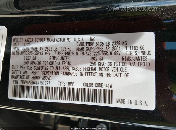 7MMVAAEW4TN151727 2026 MAZDA CX-50 HYBRID Black Engine compartment view