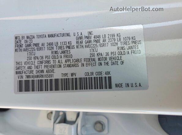 7MMVABAM6RN165891 2024 MAZDA CX-5 White Engine compartment view