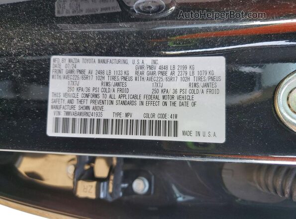 7MMVABAM8RN241935 2024 MAZDA CX-5 Black Widok naklejki z numerem VIN