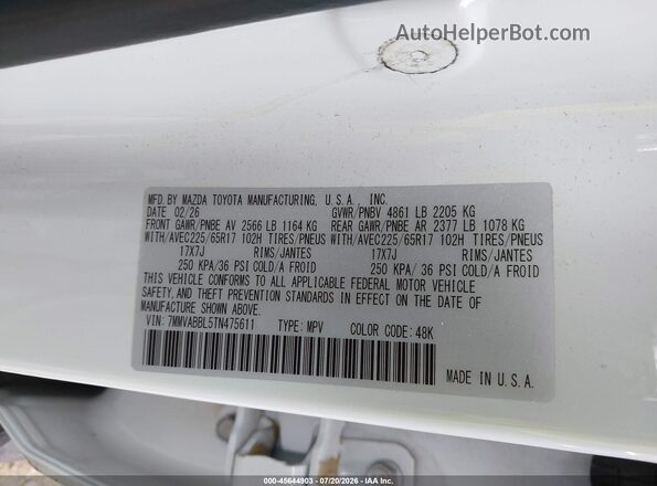 7MMVABBL5TN475611 2026 MAZDA CX-5 White ძრავის განყოფილების ხედი