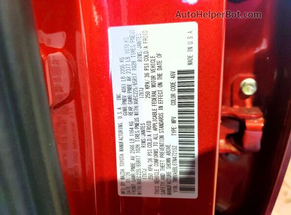 7MMVABBL6TN472152 2026 MAZDA CX-5 Red VIN կոդի պիտակի տեսք