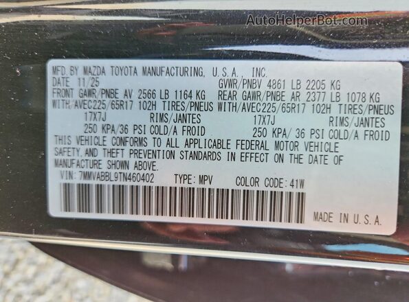 7MMVABBL9TN460402 2026 MAZDA CX-5 Black Widok naklejki z numerem VIN