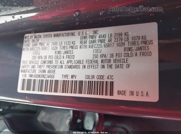 7MMVABBM0RN234668 2024 MAZDA CX-5 Blue Vista del compartimento del motor
