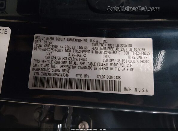 7MMVABBM0SN343346 2025 MAZDA CX-5 Blue Engine compartment view