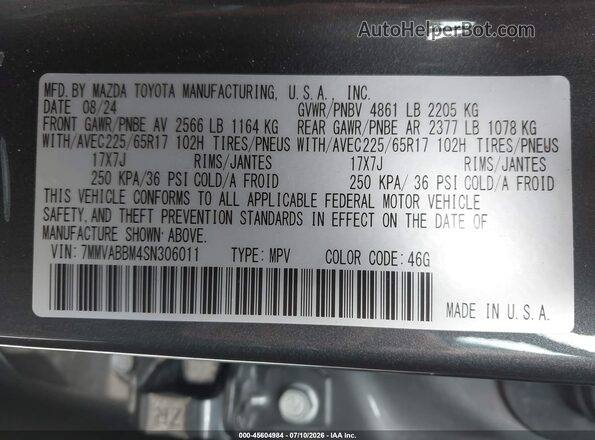 7MMVABBM4SN306011 2025 MAZDA CX-5 Gray Widok komory silnika