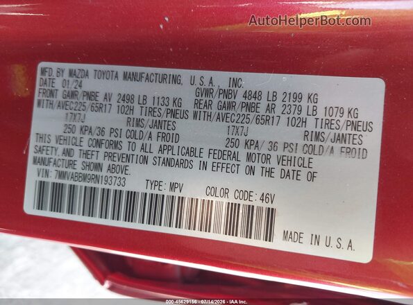7MMVABBM9RN193733 2024 MAZDA CX-5 Red Շարժիչի բաժամունքի տեսք