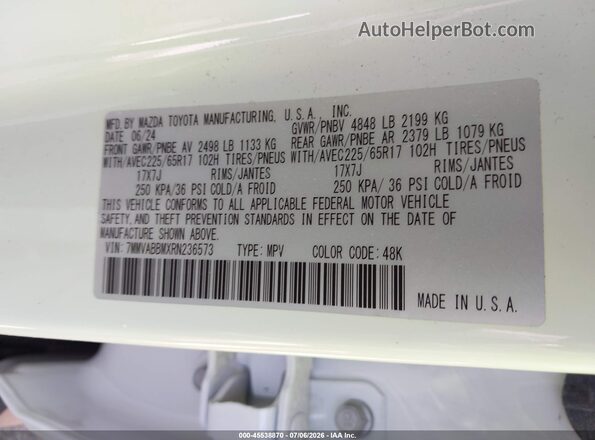 7MMVABBMXRN236573 2024 MAZDA CX-5 White Вид підкапотного простору