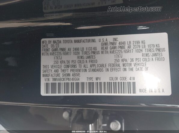 7MMVABCM7PN149564 2023 MAZDA CX-5 Черный Вид подкапотного пространства