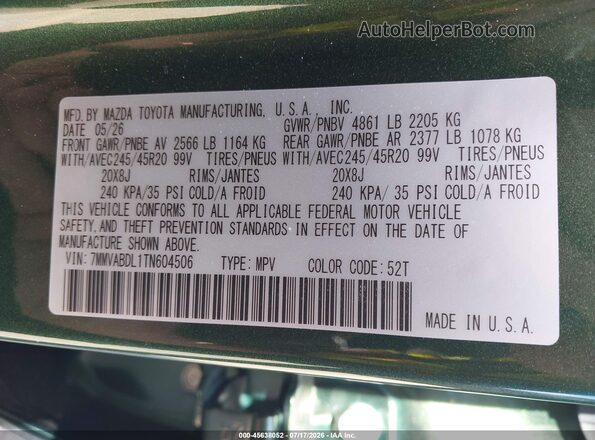 7MMVABDL1TN604506 2026 MAZDA CX-5 Green ძრავის განყოფილების ხედი
