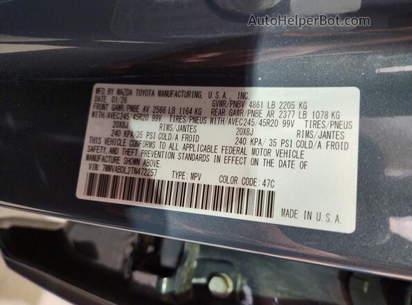 7MMVABDL2TN472257 2026 MAZDA CX-5 Blue VIN կոդի պիտակի տեսք