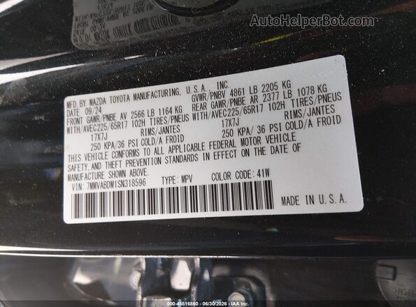 7MMVABDM1SN318596 2025 MAZDA CX-5 Black Widok komory silnika
