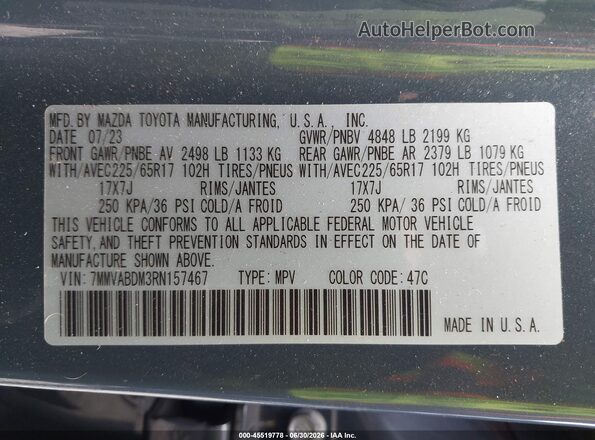 7MMVABDM3RN157467 2024 MAZDA CX-5 Gray Engine compartment view