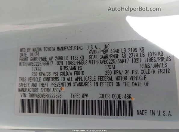 7MMVABDM5RN222626 2024 MAZDA CX-5 Белый Вид подкапотного пространства