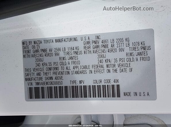 7MMVABEM0SN388850 2025 MAZDA CX-5 White ძრავის განყოფილების ხედი