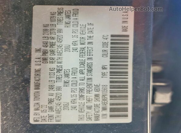 7MMVABEM8PN105618 2023 MAZDA CX-5 Gray Vista de la etiqueta del VIN
