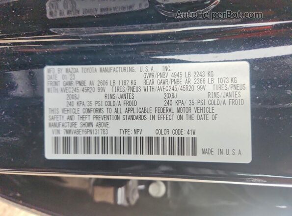 7MMVABEY6PN131783 2023 MAZDA CX-5 Black Vista de la etiqueta del VIN