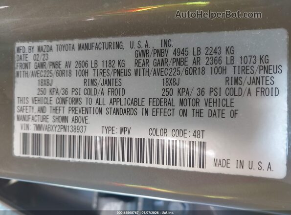 7MMVABXY2PN138937 2023 MAZDA CX-5 Green Widok komory silnika