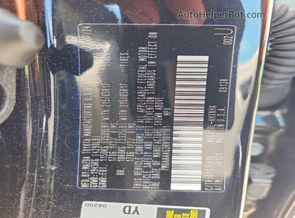 7MUAAAAG3RV101181 2024 TOYOTA COROLLA Black VIN კოდის სტიკერის ხედი