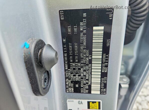 7MUAAAAG4PV046396 2023 TOYOTA COROLLA Silver VIN sticker view