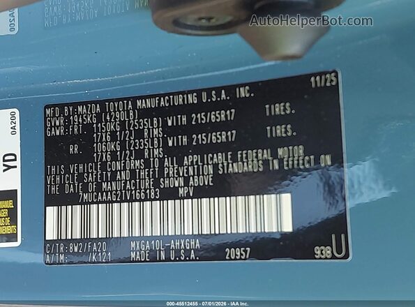 7MUCAAAG2TV166183 2026 TOYOTA COROLLA CROSS Blue Widok komory silnika