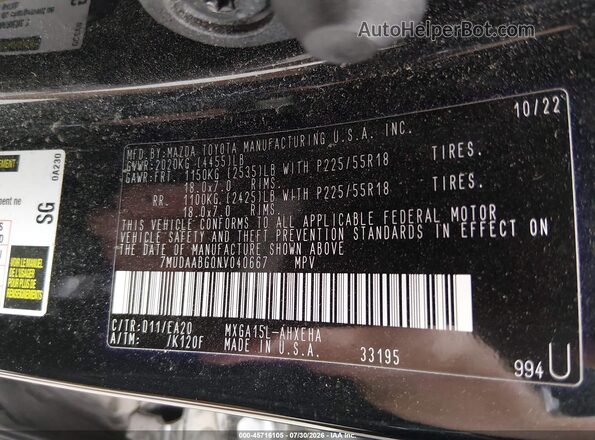 7MUDAABG0NV040667 2022 TOYOTA COROLLA CROSS Black Widok komory silnika