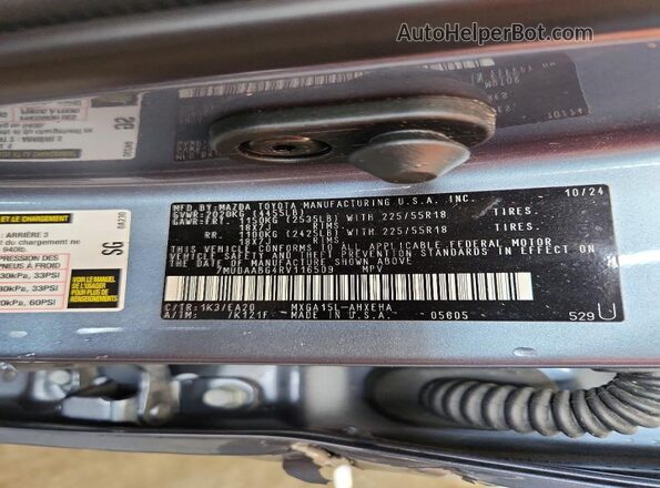 7MUDAABG4RV116509 2024 TOYOTA COROLLA Blue Widok naklejki z numerem VIN
