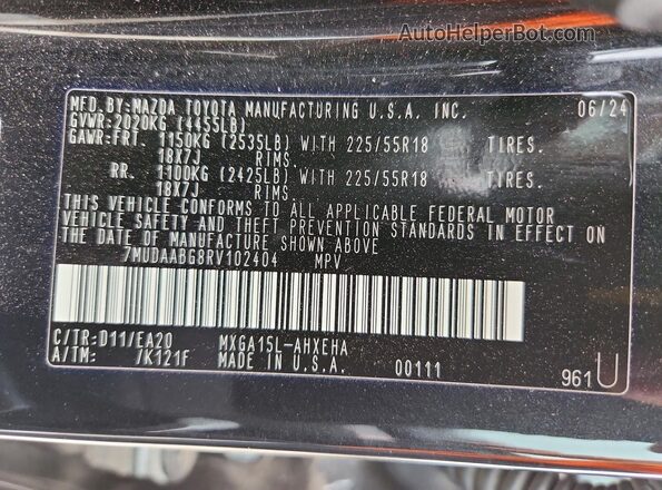 7MUDAABG8RV102404 2024 TOYOTA COROLLA Black Engine compartment view