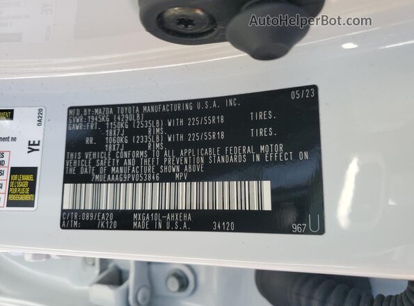 7MUEAAAG9PV053846 2023 TOYOTA COROLLA White ძრავის განყოფილების ხედი
