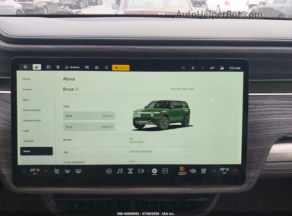 7PDSGABL7NN000825 2022 RIVIAN R1S Зеленый 