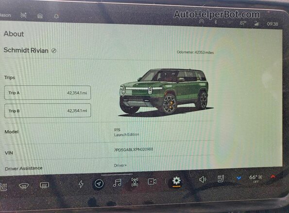 7PDSGABLXPN020988 2023 RIVIAN R1S Green ხელსაწყოთა პანელის ხედი