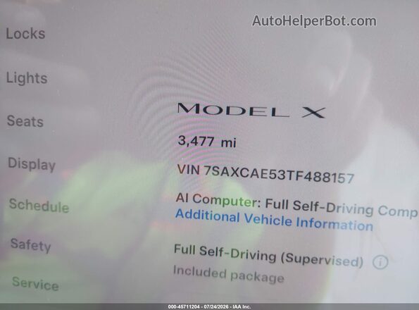 7SAXCAE53TF488157 2026 TESLA MODEL X Синий 