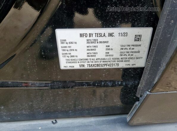 7SAXCBE52PF423179 2023 TESLA MODEL Черный Вид наклейки с VIN-кодом