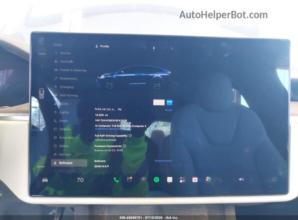 7SAXCBE5XSF471179 2025 TESLA MODEL X Синий Вид задних сидений