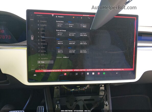 7SAXCBE67NF337873 2022 TESLA MODEL X Черный 