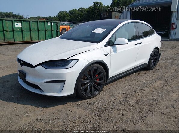 7SAXCBE69RF448592 2024 TESLA MODEL X White Առջևի ձախ երեք քառորդ տեսարան