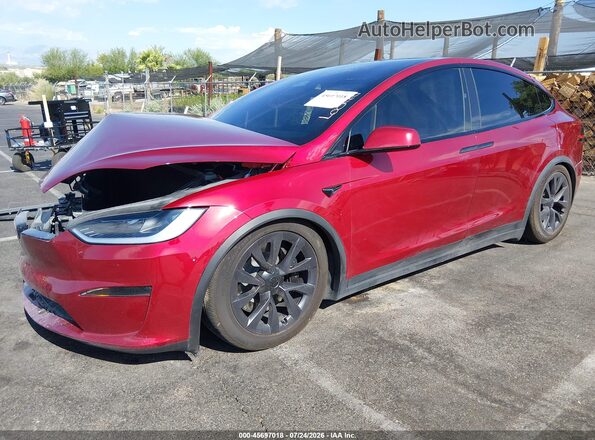 7SAXCDE52PF426689 2023 TESLA MODEL X Red წინა მარცხენა ხედი სამი მეოთხედიდან