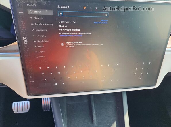 7SAXCDE54PF385322 2023 TESLA X Black Սարքավորումների վահանակի տեսք