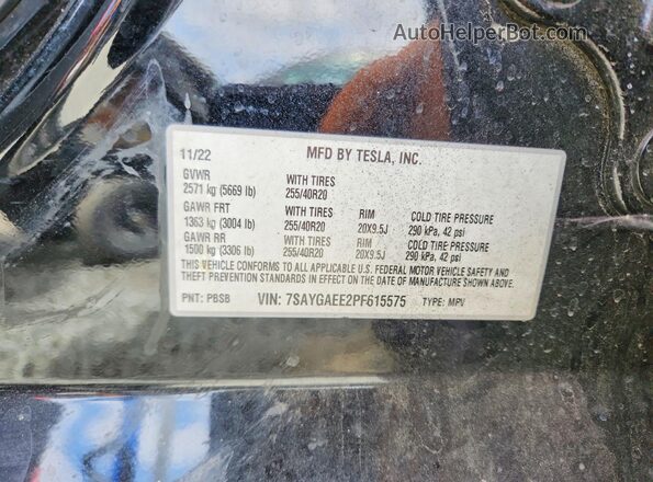7SAYGAEE2PF615575 2023 TESLA MODEL Black Вид підкапотного простору