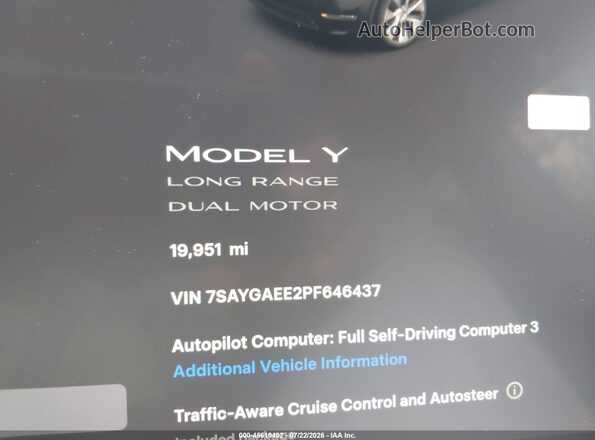 7SAYGAEE2PF646437 2023 TESLA MODEL Y Black Widok tylnych siedzeń