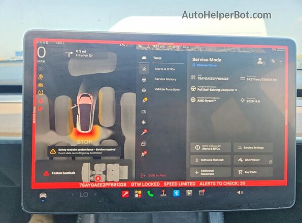 7SAYGAEE2PF691328 2023 TESLA MODEL Gray Widok zestawu wskaźników