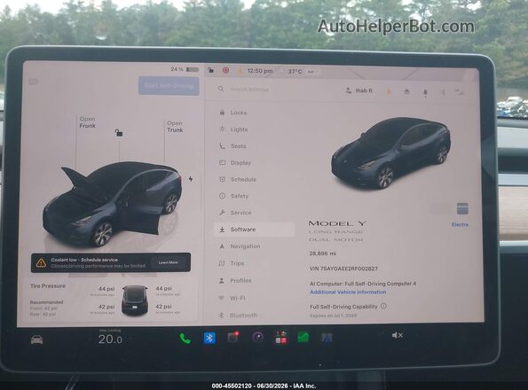 7SAYGAEE2RF002827 2024 TESLA MODEL Y Gray Vista de los asientos traseros