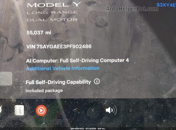 7SAYGAEE3PF902486 2023 TESLA MODEL Y Gray Widok tylnych siedzeń