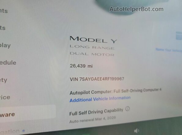 7SAYGAEE4RF199967 2024 TESLA MODEL Gray Widok zestawu wskaźników