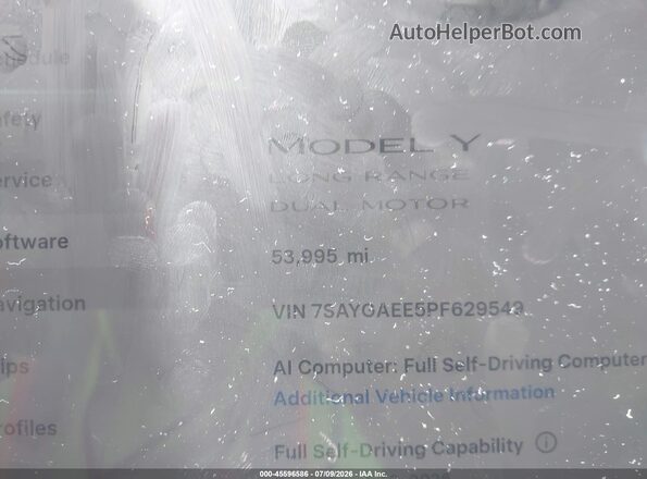 7SAYGAEE5PF629549 2023 TESLA MODEL Y White 