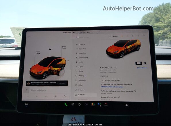 7SAYGAEE5PF703083 2023 TESLA MODEL Y White Հետևի նստատեղերի տեսք