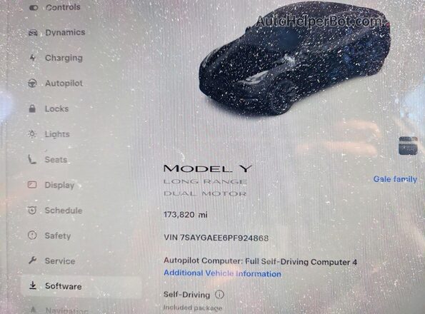 7SAYGAEE6PF924868 2023 TESLA MODEL Black ხელსაწყოთა პანელის ხედი