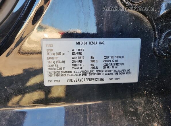 7SAYGAEE6PF924868 2023 TESLA MODEL Black ძრავის განყოფილების ხედი